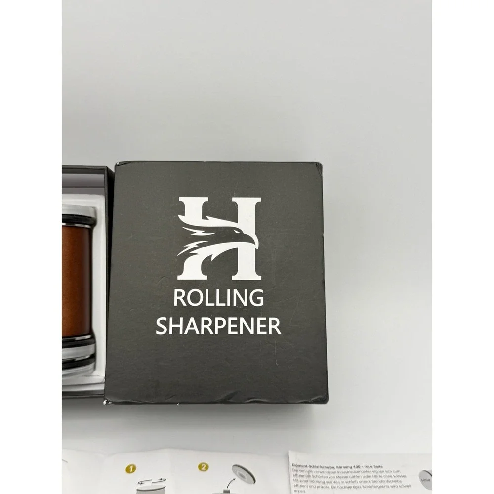 Rolling Knife Sharpener Kit Magnetic 15° & 20° Angle Guides Diamond Ceramic Disc